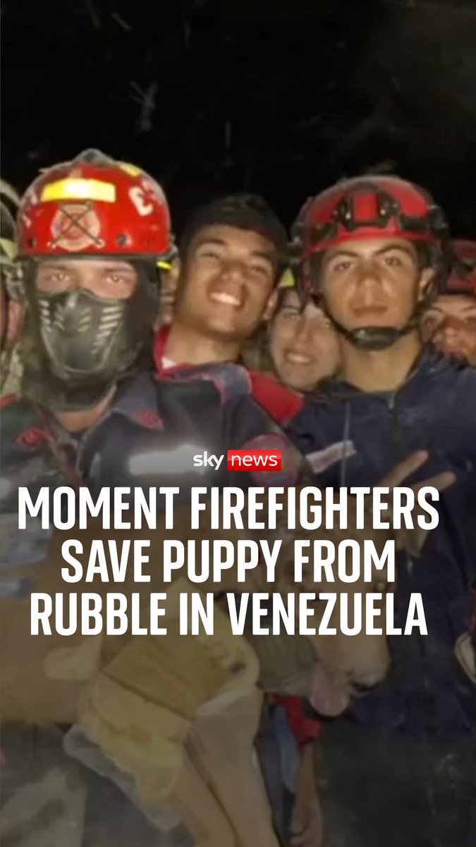 The 'extraordinary' moment firefighters save a puppy from rubble in Venezuela. Venezuela earthquakes latest: