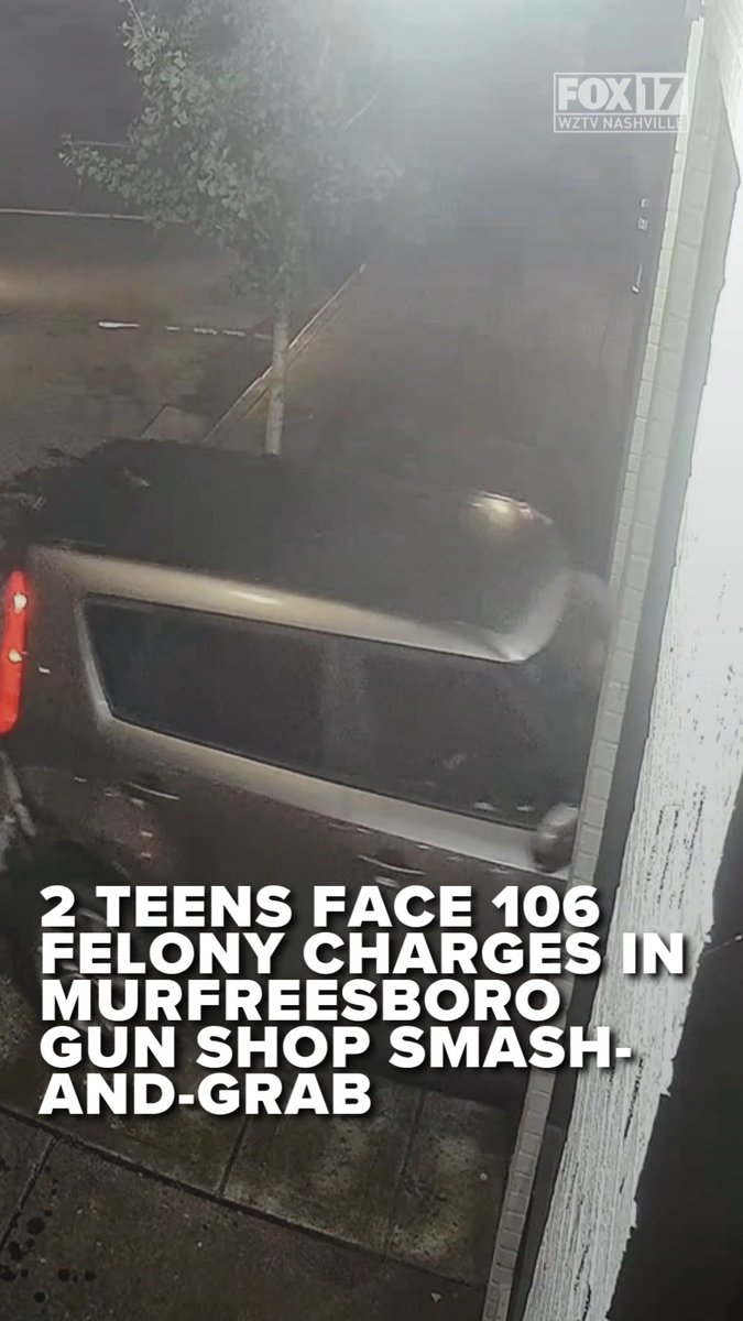 🚨 A 17-year-old and a 15-year-old face a combined minimum of 106 felony charges after Murfreesboro police used license plate readers to link them to two smash-and-grab burglaries that netted dozens of firearms from local gun shops in May and June 2026. (Video: Murfreesboro Police)