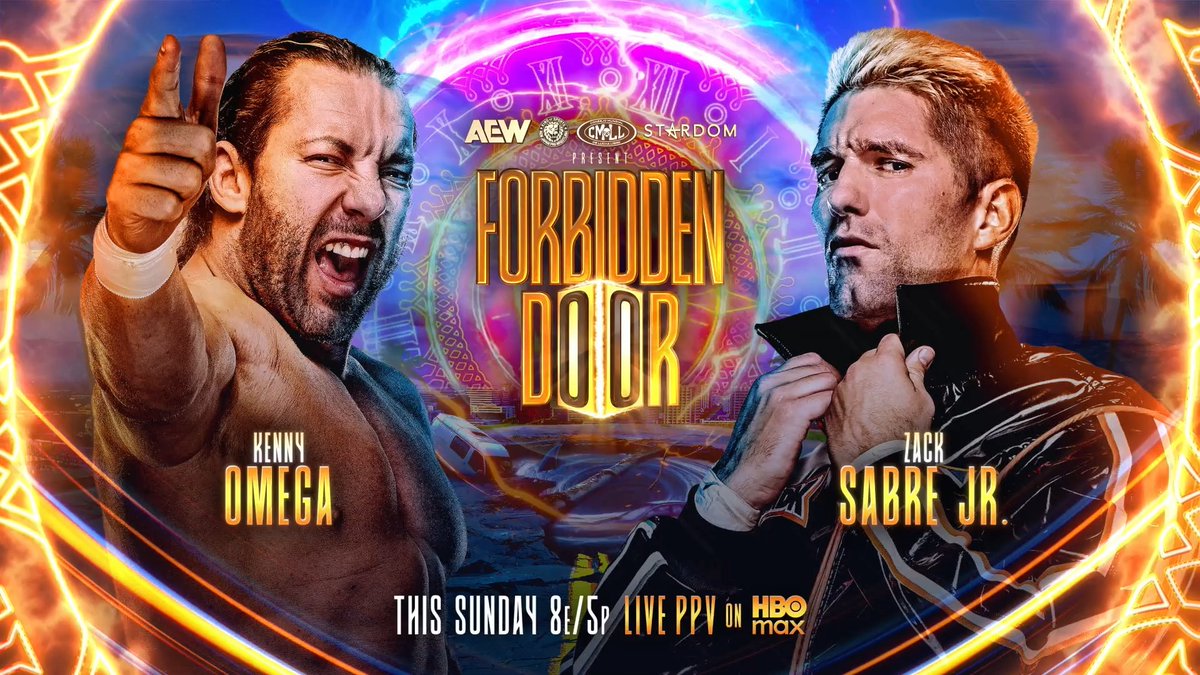#AEWxNJPW #ForbiddenDoor 8e/5p, HBO Max PPV This Sunday, 6/28 Kenny Omega vs @ZackSabreJr These two haven't fought since the 2018 G1 Climax and ZSJ wants to see if Omega is still the best! They'll fight for the first time on American soil LIVE on HBO PPV, THIS SUNDAY!