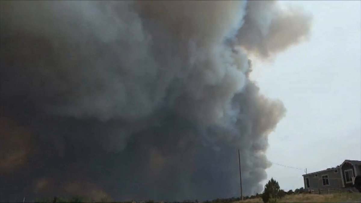 NEW **** VIDEO: Evacuation ordered in Logreen, Utah as two fires merged late this afternoon creating a new monster fire near the #ironfire already burning in Eureka. #cherryfire Now estimated at 15,000 acres- both new starts. Tonight on KUTV2news at 10pm David Ochoa is LIVE tonight on SR 36 with the latest