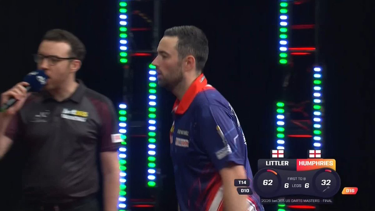 ONE AWAY! Luke Humphries is a leg away from retaining his US Darts Masters title! He declines a dart at bull for the 170 checkout, and it proves to be the right decision! 📺 #USDarts2026