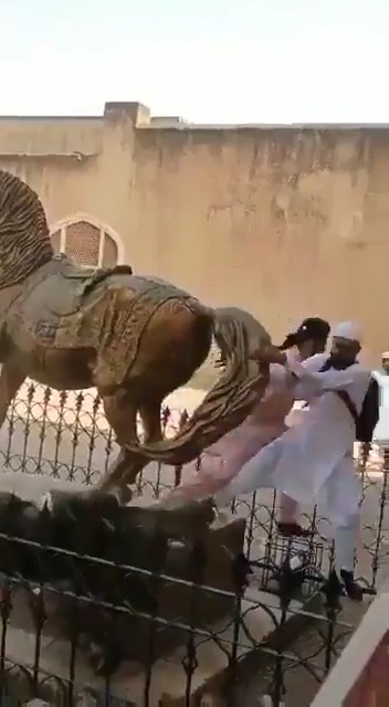 Someone should tell the Nihangs about the condition of Sikhs in Pakistan. Here is an old video of the statue of Maharaja Ranjeet Singh, outside the Haveli of Rani Jindan at Lahore fort, being vandalised by a Tehrik-e-Labbaik brothers of Khalistanis.