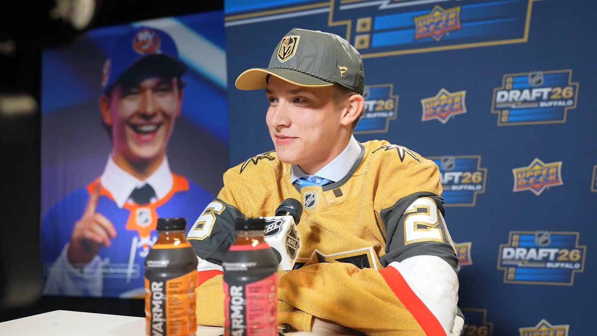 "I'm a really competitive guy & I always play for the team." Juho Piiparinen speaks to the media in Buffalo after the Golden Knights selected him with the #NHLDraft's 29th-overall pick.