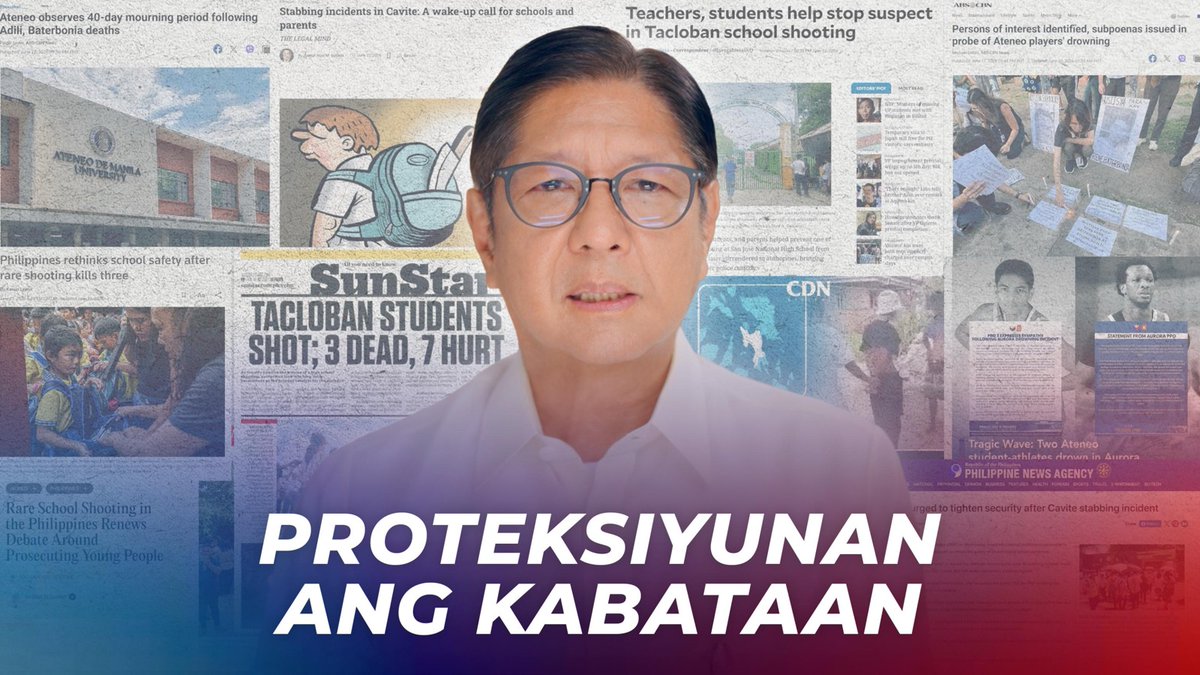 BBM VLOG 282: Proteksiyunan ang Kabataan Walang magulang ang dapat matakot ihatid ang kanilang anak sa paaralan at mangambang baka hindi na ito makauwi. Ang bawat batang Pilipino ay may karapatang lumaki nang ligtas, mangarap nang malaya at maramdaman na may mga taong handang makinig at umalalay. Protektahan natin ang ating kabataan. Dahil sa kanila nakasalalay ang kinabukasan ng ating bayan. 🇵🇭