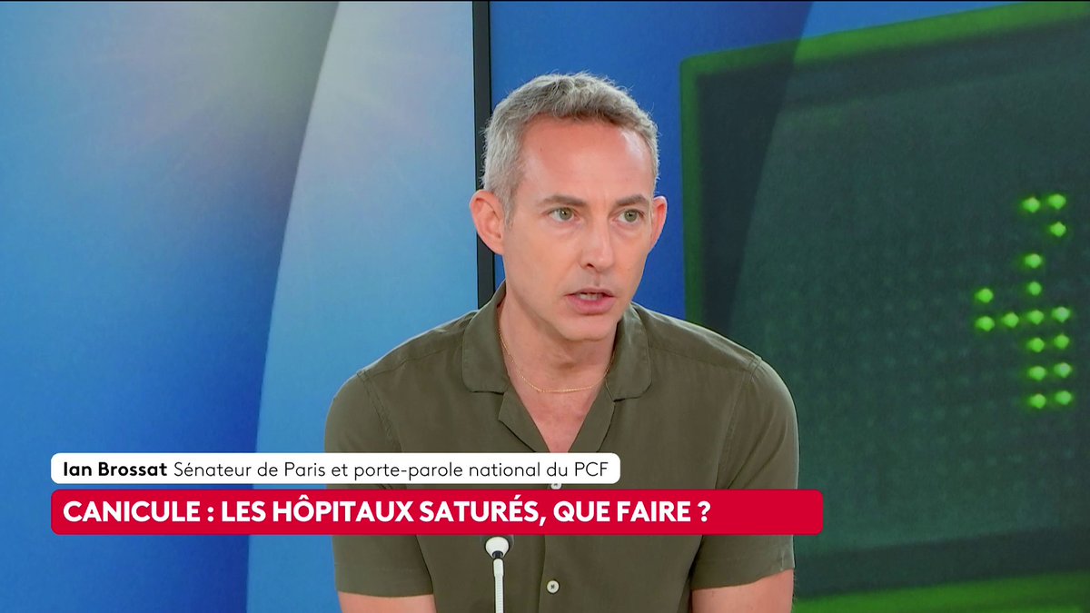 🔴🗣 "La canicule est une souffrance de classe, une violence de classe", dénonce Ian Brossat, sénateur PCF de Paris, qui appelle à "réquisitionner un certain nombre de lieux de fraîcheur". #canal16