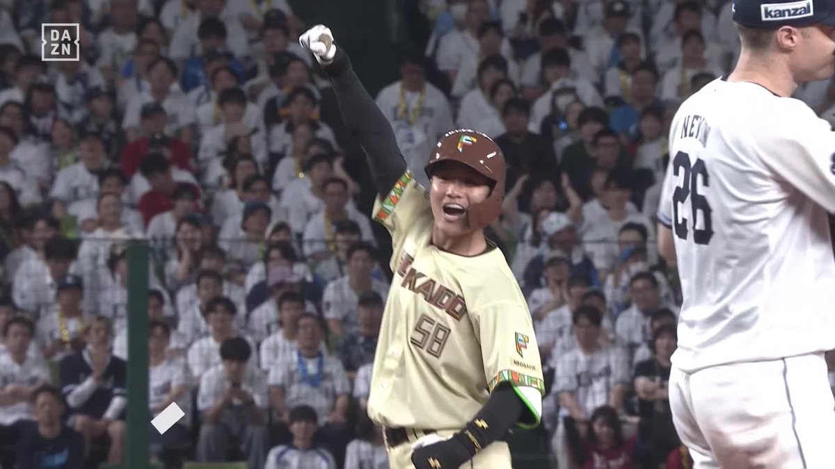 ライオンズ隅田とのリアクションの対比がこの1点の重さを感じさせる 先頭打者・野村佑希ヒットで出塁 ↓ 代走・矢澤宏太 ↓ 細川凌平バントでランナー2塁 ↓ 奈良間大己タイムリー ↓ 喜び爆発✊😆 #lovefighters