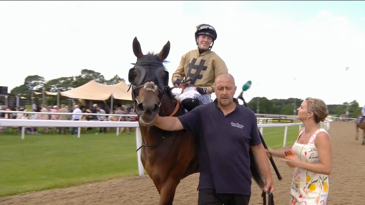 "I didn't think he'd go and win off top weight!" saffie osborne is slightly shocked Room Service has won on stable debut but a great story for the owners!