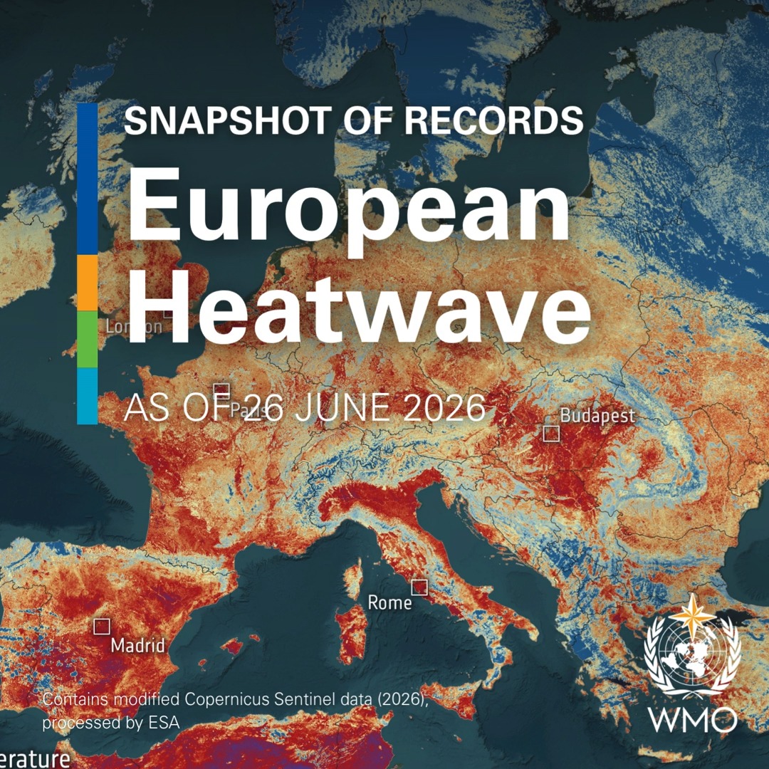 A widespread, intense late-June heatwave in Europe has shattered numerous temperature records across the region and has major impacts on human health, ecosystems, agriculture, infrastructure and labour productivity. Find out more: