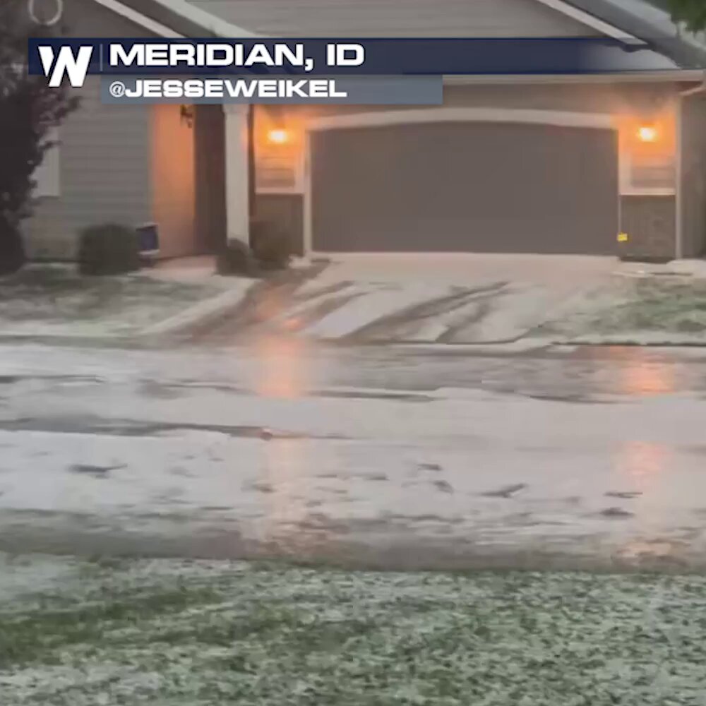 CHECK THIS OUT: Streets were turned into rivers of hail around the greater Boise, ID area as a severe thunderstorm brought hail & 60MPH winds Friday afternoon! The Northern Rockies & High plains will remain active through the weekend - with gusty winds & hail being the main threats. #IDwx