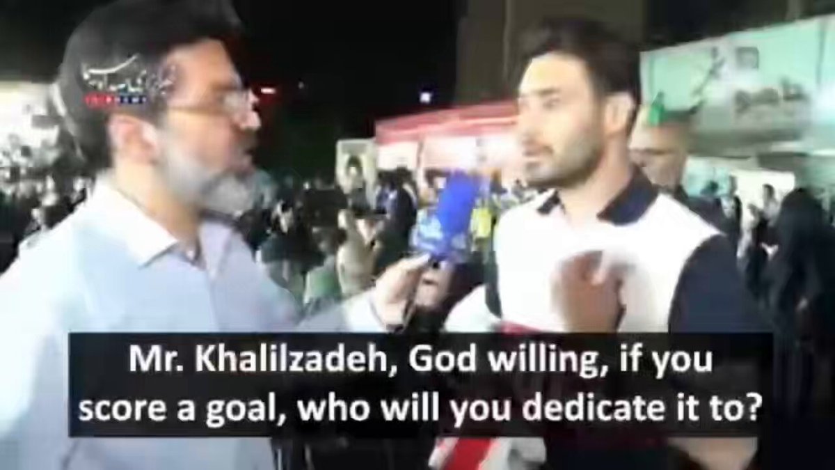 Shoja Khalilzadeh: “If I score a goal at the world cup, I will dedicate it to my dear martyred leader [Ali Khamenei]” It was poetic justice to see his goal taken away by VAR last night, a scum like him doesn’t deserve to have a special moment