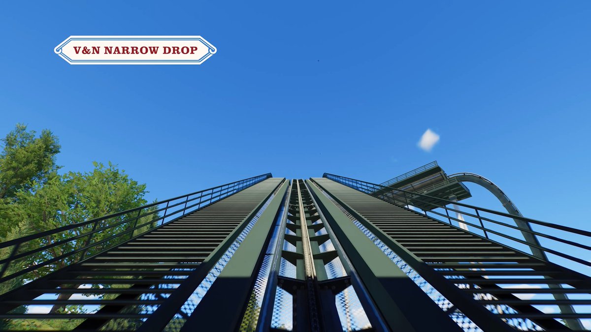 POV: It's a looooong way down... Let your guests experience breath-taking views, before plunging them into an intense vertical drop that they'll never forget! The V&N Narrow Drop coaster is available now with the Parades Pack!