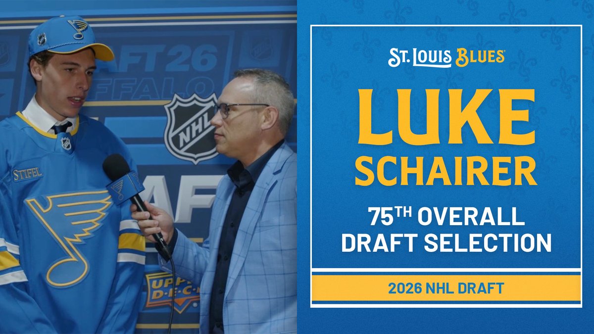 "I'm a two-way defenseman, I feel like I can play in most situations... I'm excited for what's next." Hear from Blues' third-round pick Luke Shairer immediately after his name was called at the 2026 #NHLDraft.