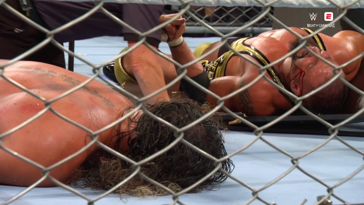 SETH ROLLINS SUPERPLEX TO BRON BREAKKER THROUGH A TABLE 🤯 Stream #WWENOC NOW on the ESPN App with an ESPN Unlimited plan: