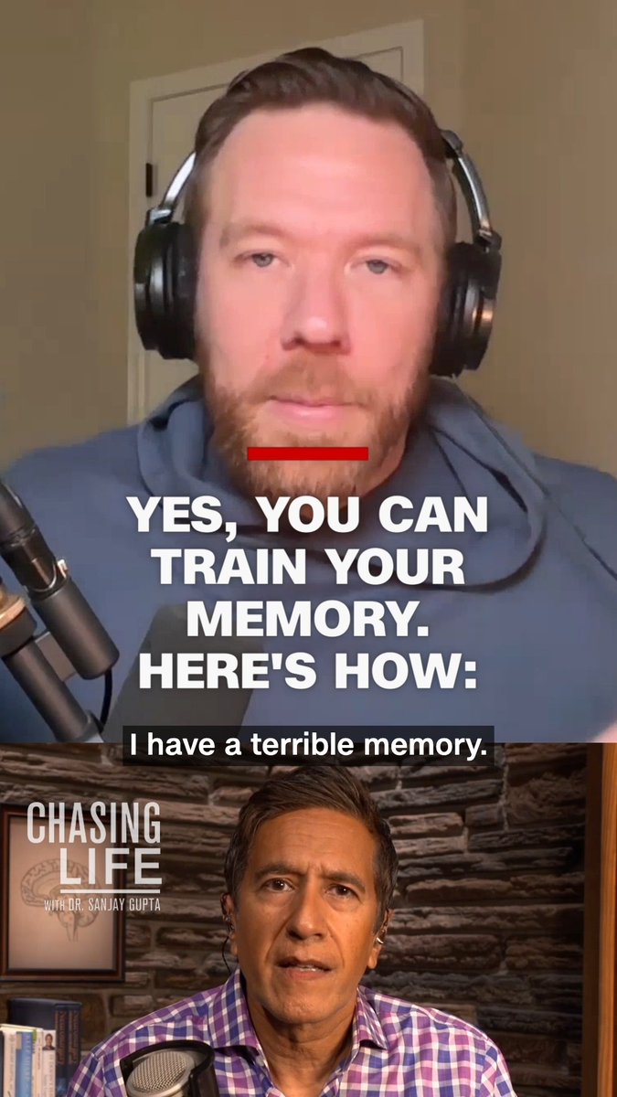 Six-time USA Memory Champion, Nelson Dellis, joins me on this week’s Chasing Life to dispel the notion that bad memory is something you just have to accept, and he explains how we can all construct our own “memory palace” to keep our recall sharp. “‘I have a terrible memory, I’m terrible with names.' This is actually something you can work on.” Full episode here: and wherever you get your podcasts.