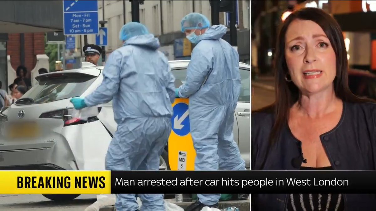 A man has been arrested on suspicion of attempted murder after a car collided with multiple pedestrians in West London Sky correspondent Charlotte ‘Lotty’ Leeming reports from the scene, on #TheWrap, with Gillian Joseph 📺 Sky 501, Virgin 602, Freeview 233