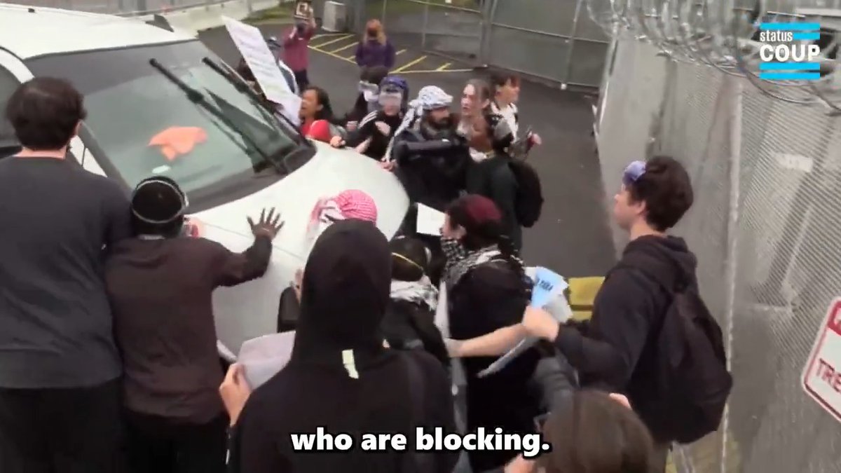 🚨"That's a government van, here you can see them driving into protesters who are blocking." -Jordan reports outside Delaney Hall ICE prison with Jon Farina LIVE BELOW: