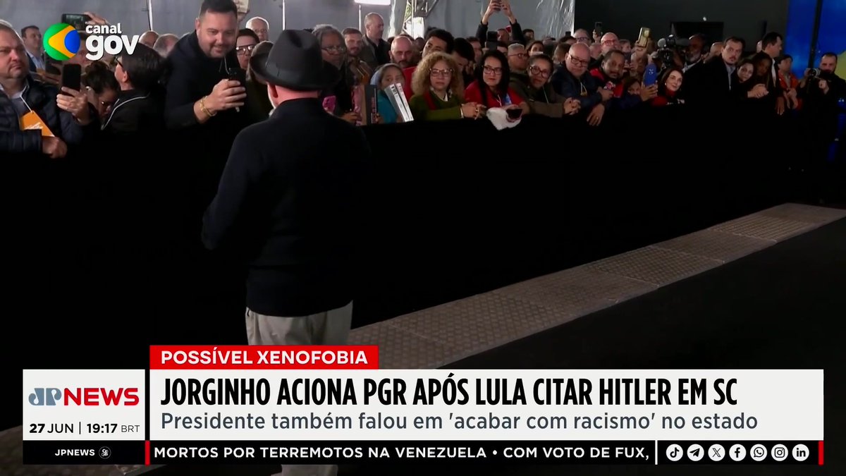 Governador de SC vai entrar com representação contra Lula fala: “não podemos permitir o racismo” Assista ao programa completo: