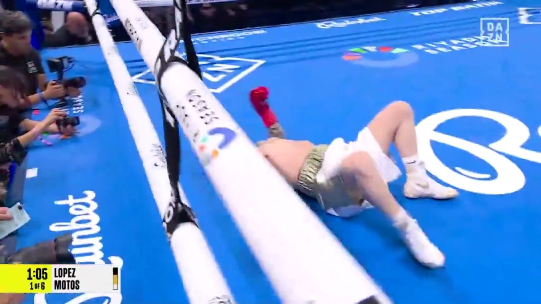 BRUTAL KO 💥 Juanma Lopez FLATTENS Alberto Motos in round one 😳 #ZayasBoots live NOW on DAZN 📺