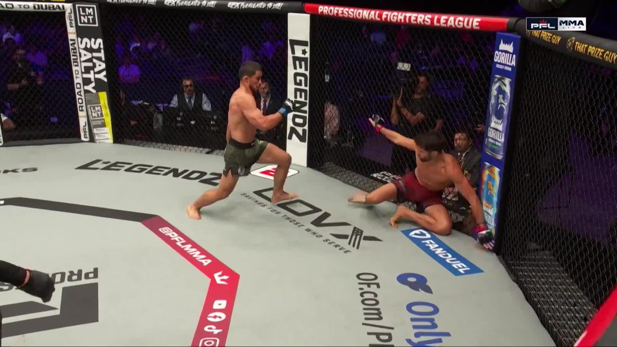 Khamidov getting it done in round 3 by rear naked choke! #PFLSanDiego | Prelims LIVE NOW on the ESPN App | Main Card 10PM EST on ESPN 2 for PRELIMS