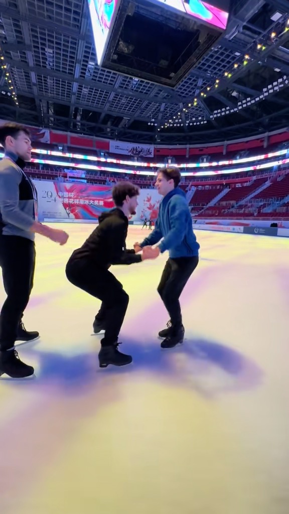 Flying high has a whole new meaning. 🚀 Olympic Champion Mikhail Shaidorov tries his hand at pair skating and honestly? He looks right at home up there. 🇰🇿✨ #FigureSkating