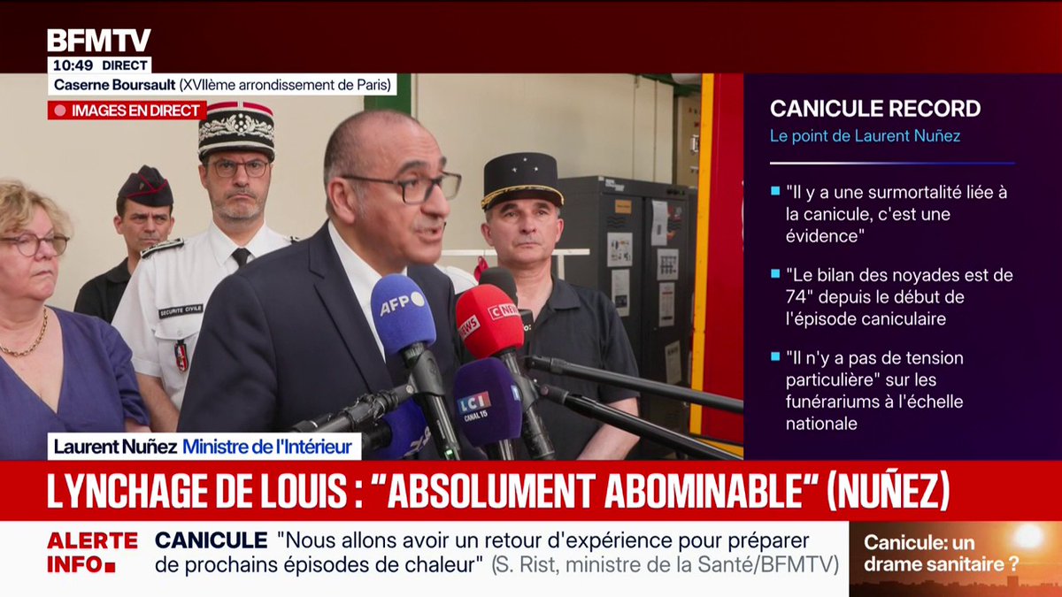Lynchage de Louis: "Absolument abominable et inacceptable", affirme Laurent Nuñez
