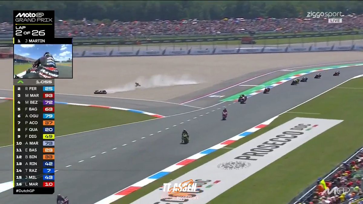 WK-LEIDER BEZZECCHI CRASHT! 😱 #ZiggoSport #MotoGP #TTAssen #DutchGP 🇳🇱