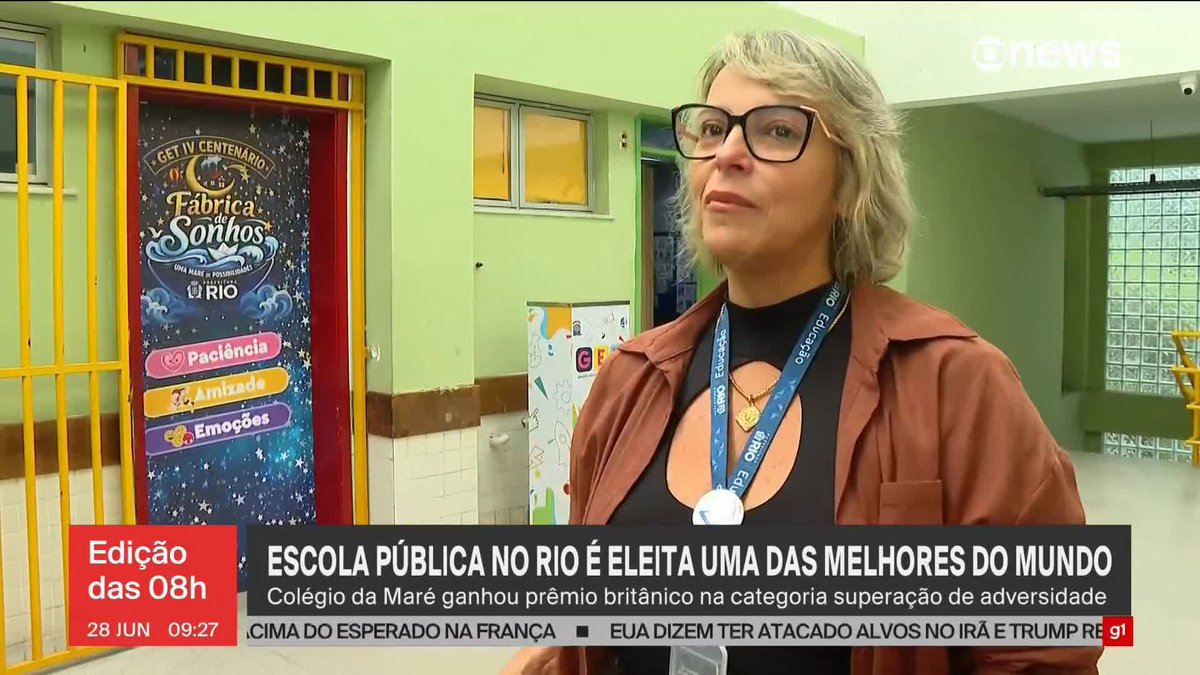 Escola pública no Complexo da Maré, no Rio, é eleita uma das melhores do mundo. ➡️Assista à #GloboNews: #JornalGloboNews