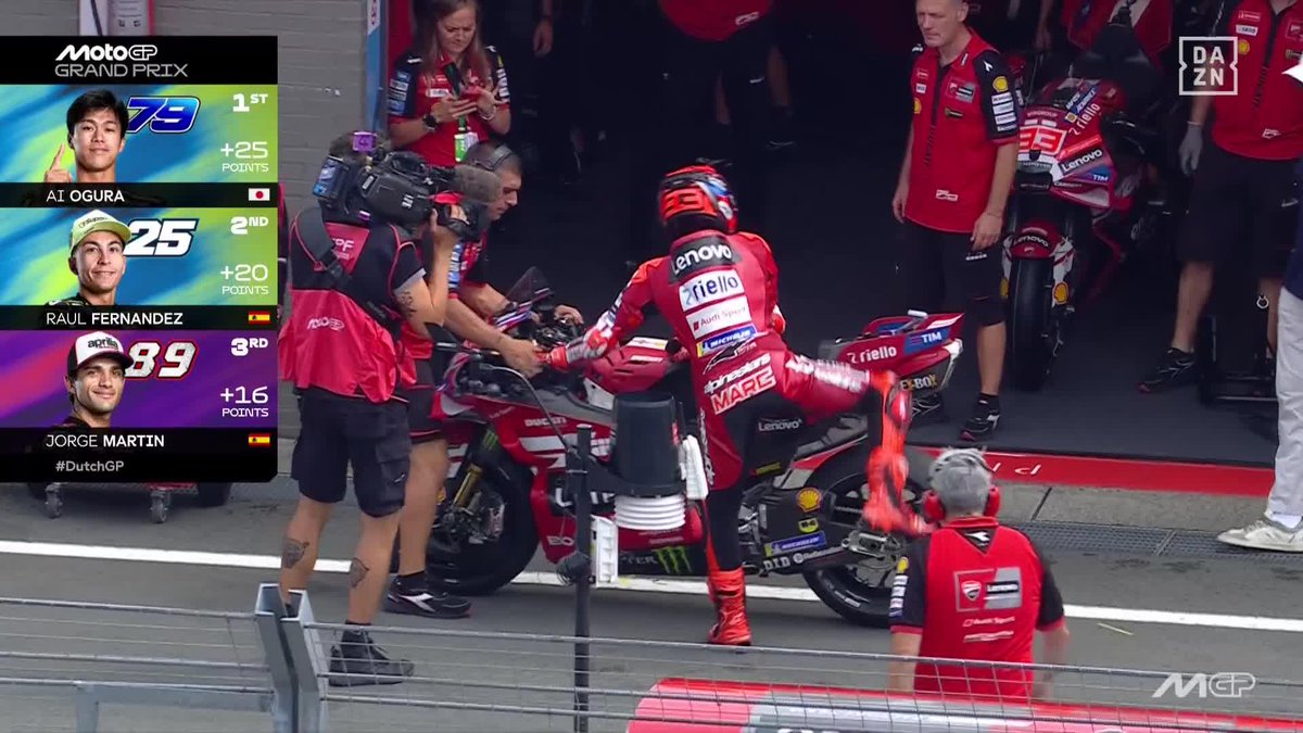 🚨 Marc Márquez, sancionado por pisar el verde en la última vuelta Pierde posición con Bastianini y termina 7º #DutchGP 🇳🇱 #MotoGP 🏁