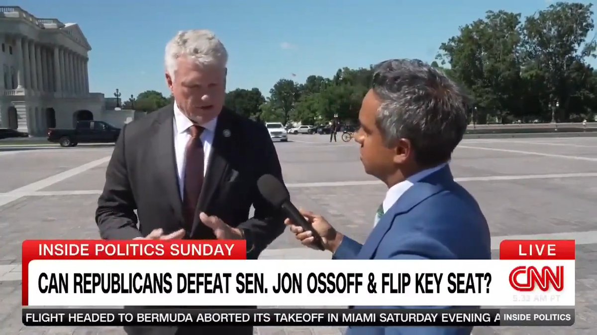 NEW: GOP Rep. Mike Collins, running to unseat Sen. Jon Ossoff, tells Manu Raju about the 2020 election in Georgia, "Trump won that race," despite President Biden's victory and no evidence of widespread fraud. #InsidePolitics