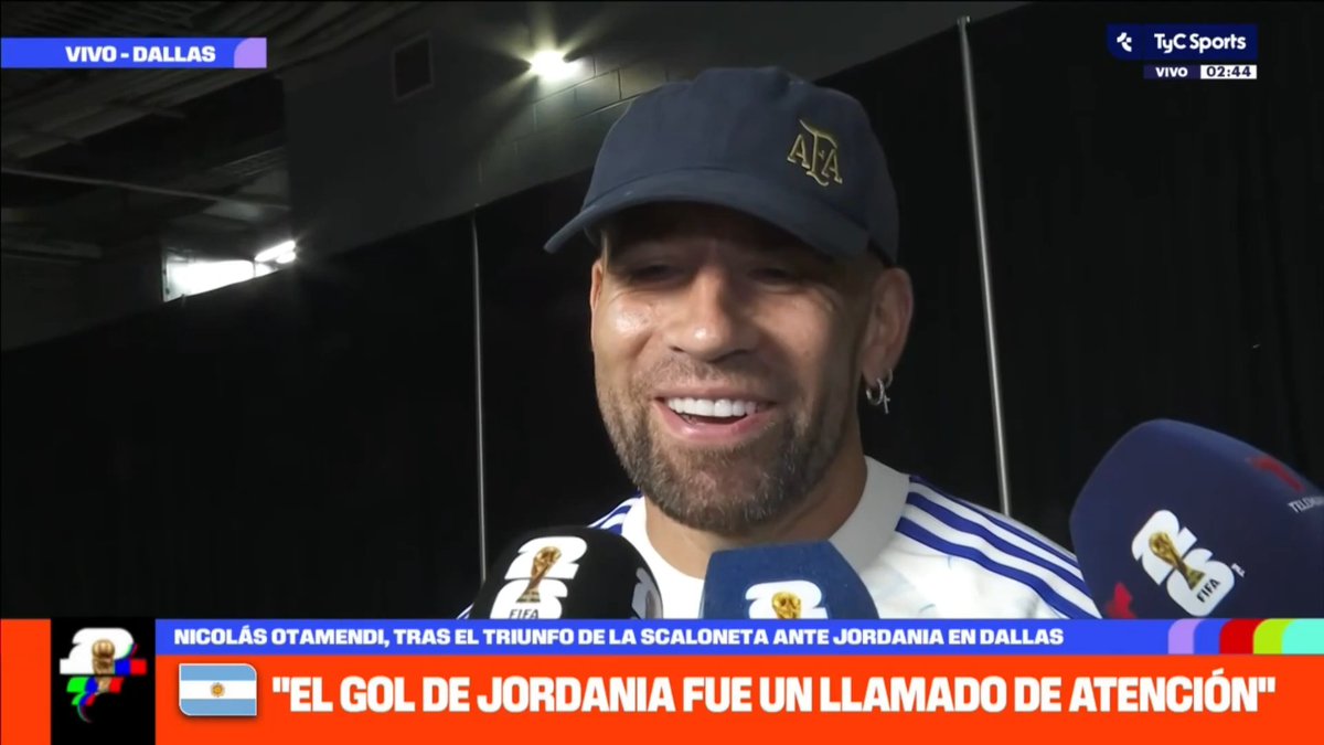DEL "HAY QUE RESPETARLO A CABO VERDE" AL "SER CAPITÁN EN UN MUNDIAL ES ALGO MUY LINDO" Nicolás Otamendi habló tras la victoria de Argentina sobre Jordania. 🎙️ Agustín Fantasia