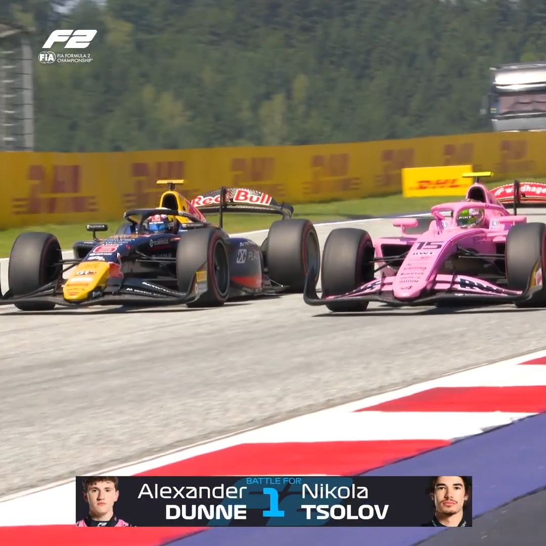 The fight for glory 🥇🥊 The battle for P1 raged on in the Feature with Nikola Tsolov eventually coming out on top 🙌 #F2 #AustrianGP
