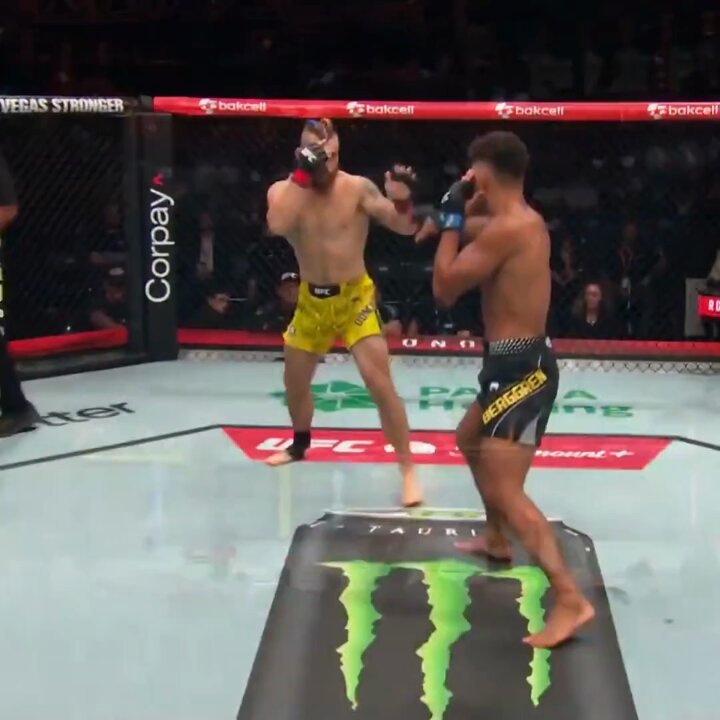 Donchenko blocking Berggren's high kicks and punting him in the leg