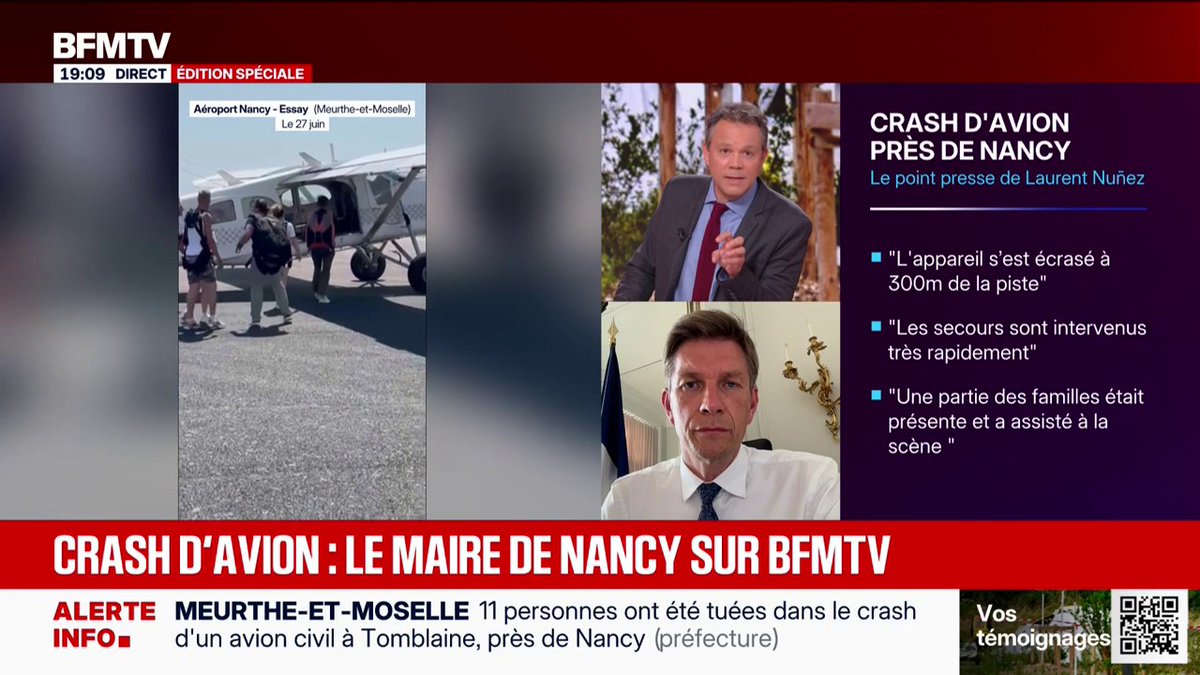 Crash d'avion: "Cette catastrophe s'est produite littéralement sous les yeux des proches", déclare Mathieu Klein, président de l'agglomération Grand Nancy
