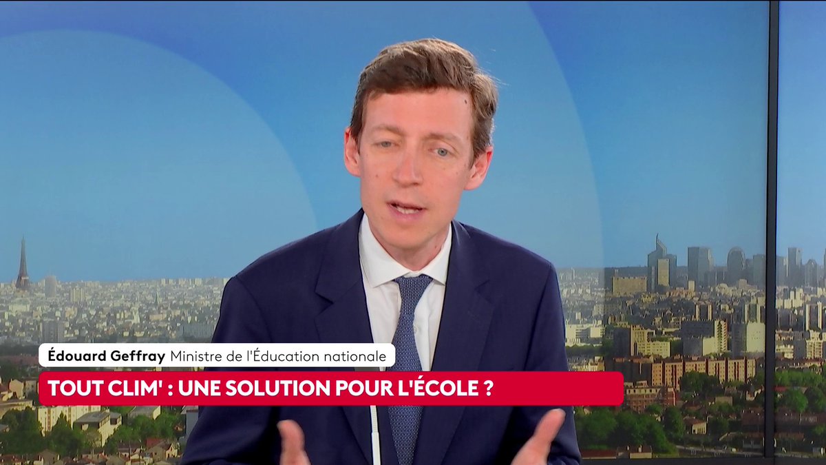 🔴 Éducation : "Il faut mettre en place rapidement des mesures d'équipement pour soulager les établissements scolaires, le temps d'engager leur rénovation face aux épisodes de chaleur", affirme Édouard Geffray, ministre de l'Éducation nationale. #ToutEstPolitique #canal16