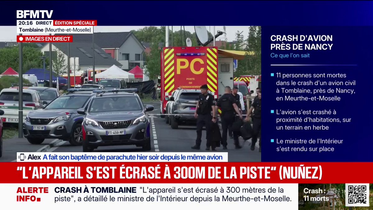 "Je suis un peu choqué et surpris": Alex a réalisé un baptême de parachutisme dans l'avion qui s'est crashé ce dimanche. Il témoigne sur BFMTV
