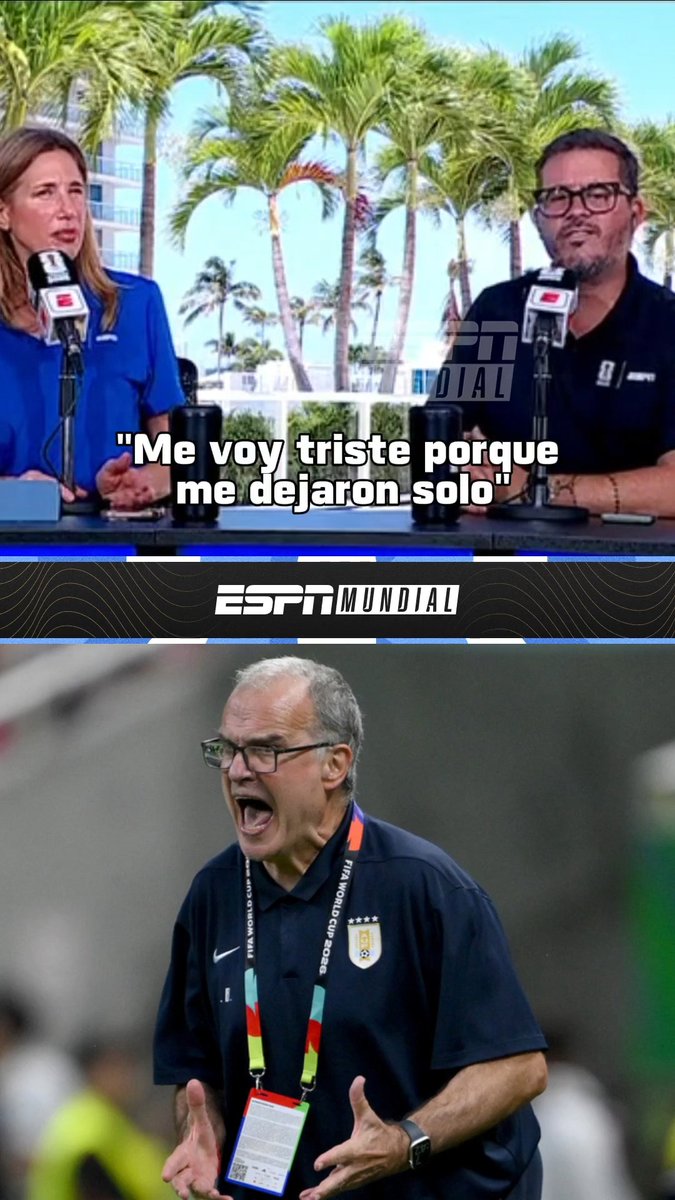 "ME VOY TRISTE PORQUE ME DEJARON SOLO". La frase que usó Marcelo Bielsa a los jugadores al despedirse de la Selección de Uruguay. ℹ️ Sebas Giovanelli ⚡ #ESPNMundial 📺 Mirá los mejores partidos de la #FIFAWorldCup por ESPN, en el Plan Premium de #DisneyPlus