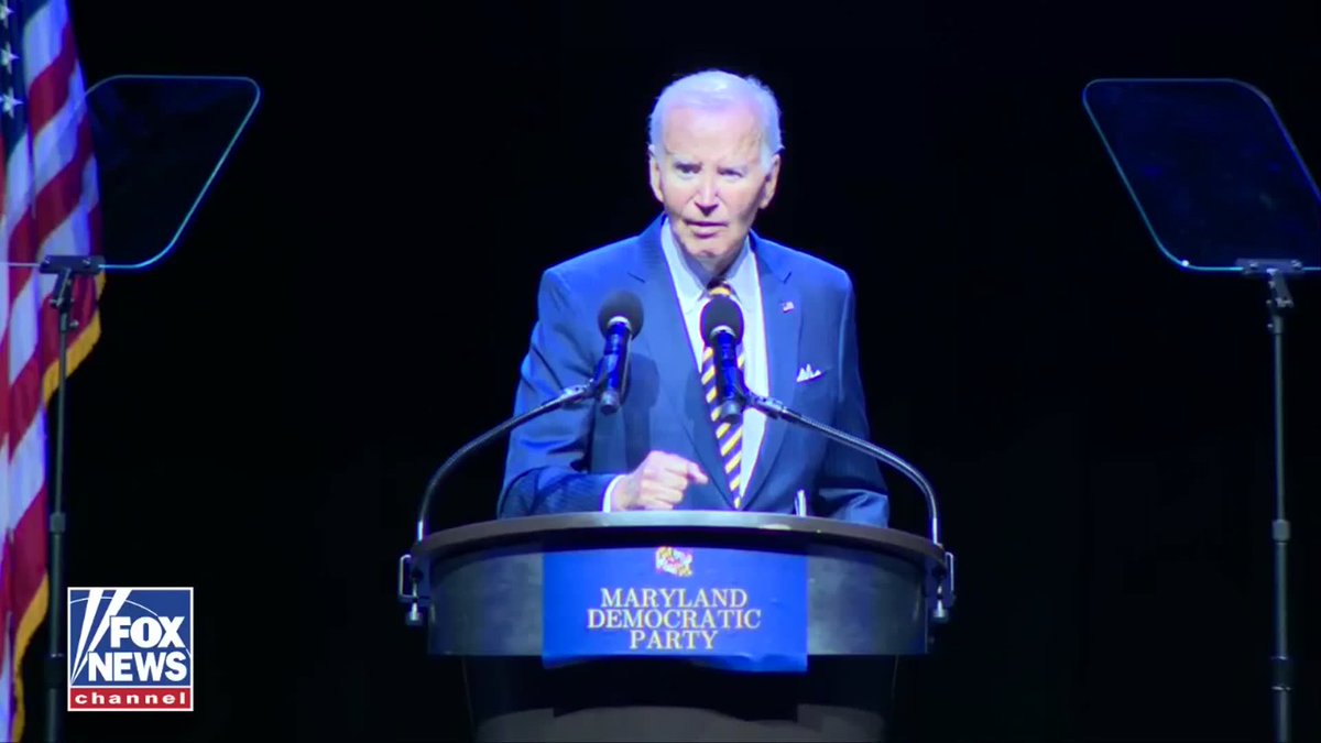Former President Joe Biden appeared uncertain about where to exit the stage after delivering the keynote address at the Maryland Democratic Party's "Fight Back & Win Gala" near Baltimore. After finishing his speech, Biden paused onstage, seeming unsure which direction to go before receiving guidance and walking away. The moment came after Biden ripped Trump as a "loser," criticizing what he called the president's "vanity projects," including renovations to the White House.