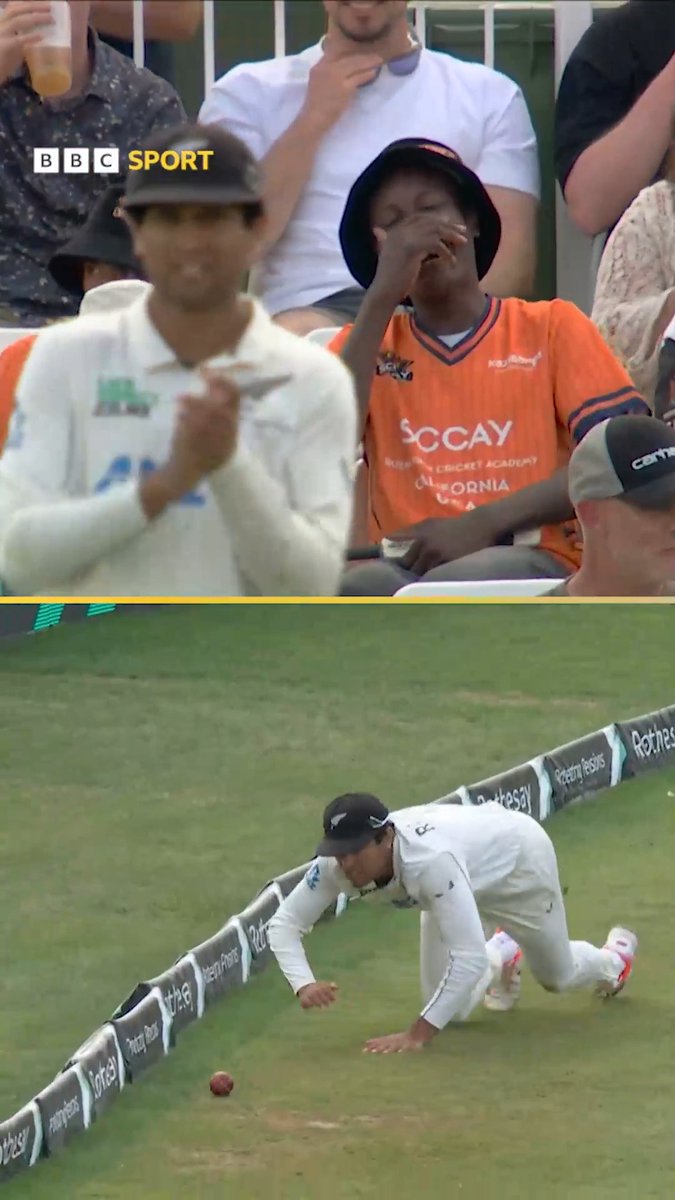 An unfortunate moment in the field for Rachin Ravindra 😅