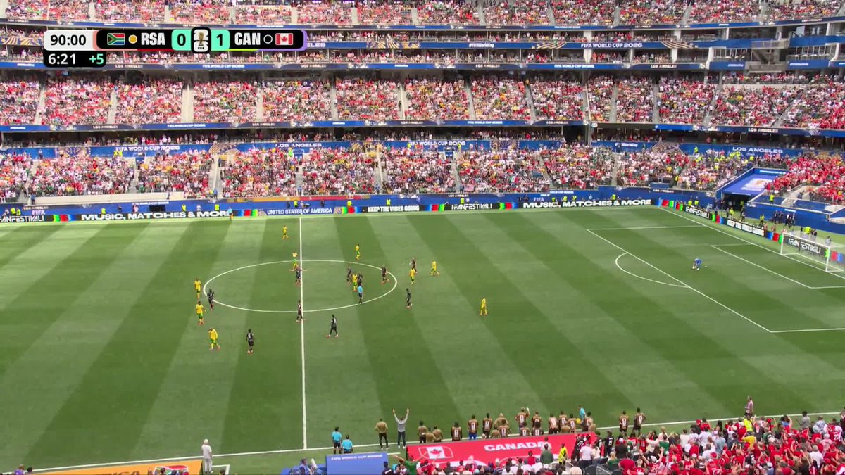 THE FINAL WHISTLE GOES! Canada is heading to the Round of 16 after taking down South Africa! #FIFAWorldCup