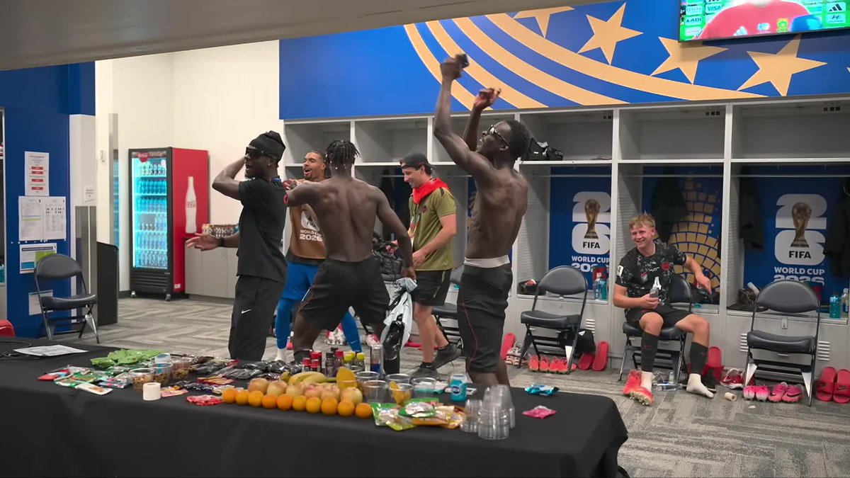 Canada is dancing and celebrating in the locker room following the win! #FIFAWorldCup