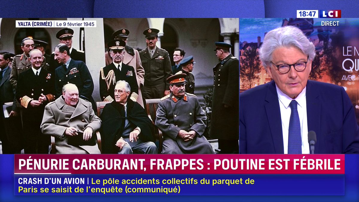 🗣️ "La Russie est aujourd'hui quand même très affaiblie, ça ne veut pas dire qu'elle a perdu la guerre, il faut être très prudent, mais c'est clair que tout ça commence à peser très lourd sur Vladimir Poutine" : Thierry Breton invité de Darius Rochebin sur LCI