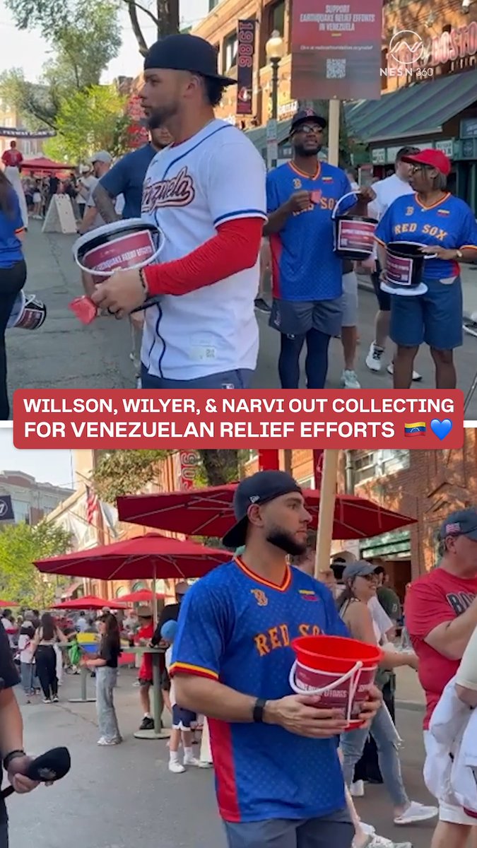 Wilyer, Willson, &amp; Narvi were out on Jersey St. collecting donations to support their home country's relief efforts ahead of Sunday Night Baseball ❤️ 🇻🇪 To learn more &amp; give: