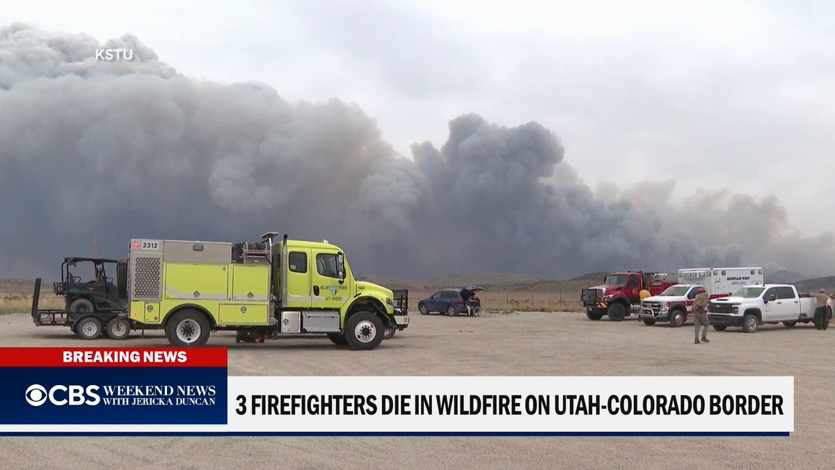 Three firefighters were killed and two others were burned battling a wildfire along the Colorado-Utah border. Meanwhile, at least four people have died in flash flooding in Kentucky. CBS News’ Adam Yamaguchi reports.