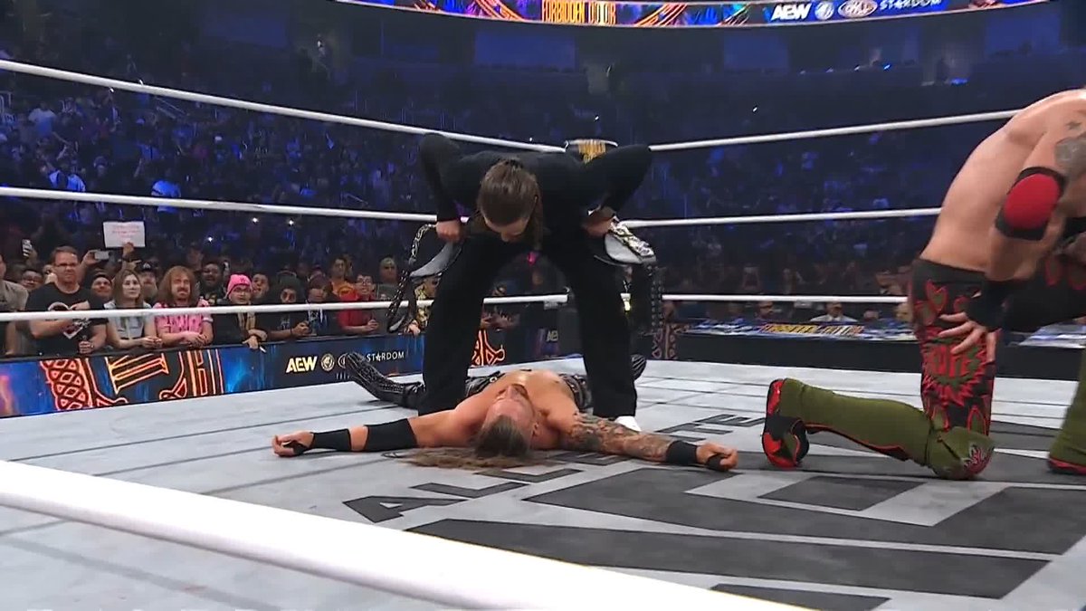 It's a celebration in San Jose as Switchblade Jay White revives his revival with David Finlay to give the assist to Adam Copeland &amp; Jay 'Christian' Reso to retain the AEW World Tag Team Championships! Watch #ForbiddenDoor LIVE on HBO Max PPV