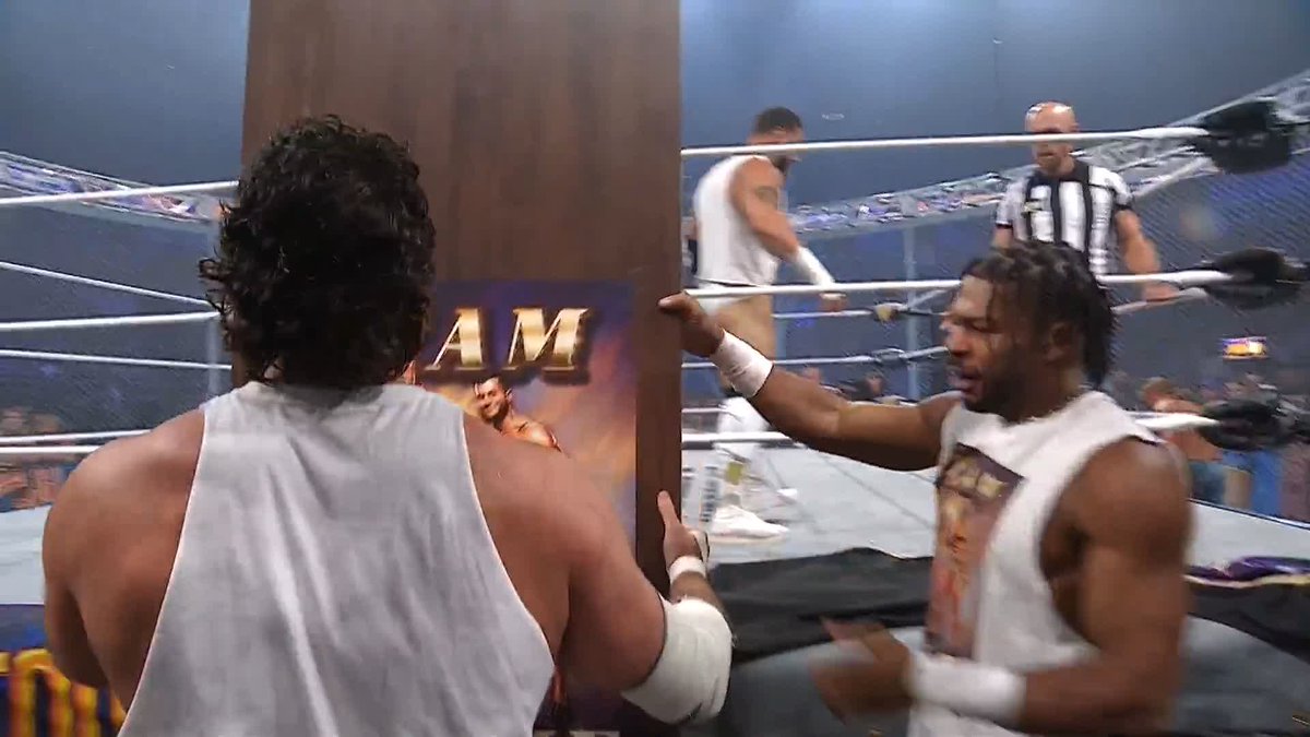 Because apparently this steel cage war needed The Invisible Hand-sponsored tables 🙄 Watch #ForbiddenDoor LIVE on HBO Max PPV