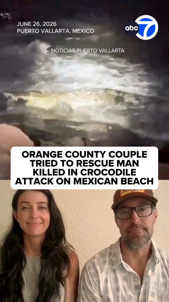 An Orange County couple says they tried to save a tourist from a deadly crocodile attack in Puerto Vallarta on Friday. "The crocodile had him by the thigh... he was just turning him, taking him under," Jamie Yetter said. Read more: