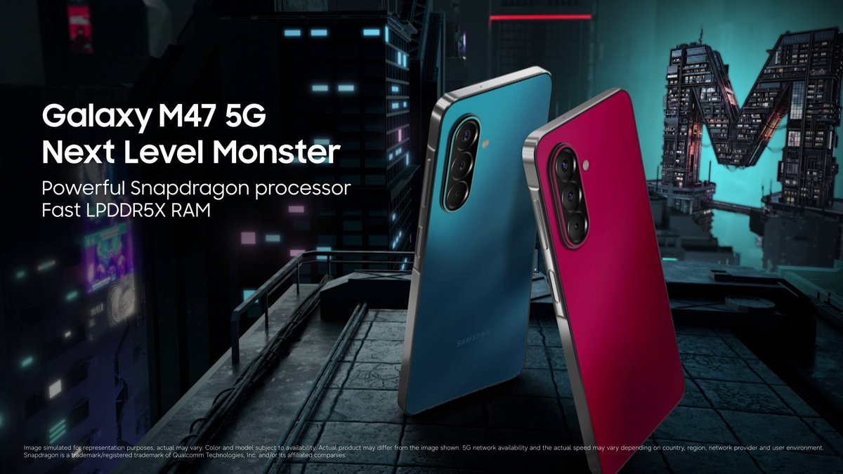 Power up your play! The all-new #GalaxyM47 5G is here to take your gaming to the next level! Enjoy smooth performance powered by Snapdragon processor and Fast LPDDR5X RAM. Keep every session going with a long-lasting battery, and every detail vivid on a bright super AMOLED Display. #NextLevelMonster #LoveForMonster #Samsung