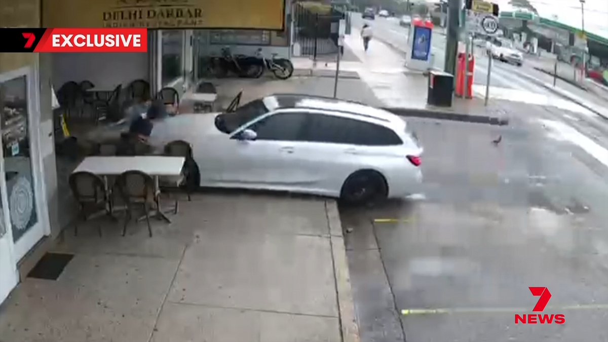 We have extraordinary vision tonight of the moment a BMW mowed down a group of young boys enjoying hot chips at a Northern Beaches takeaway shop.