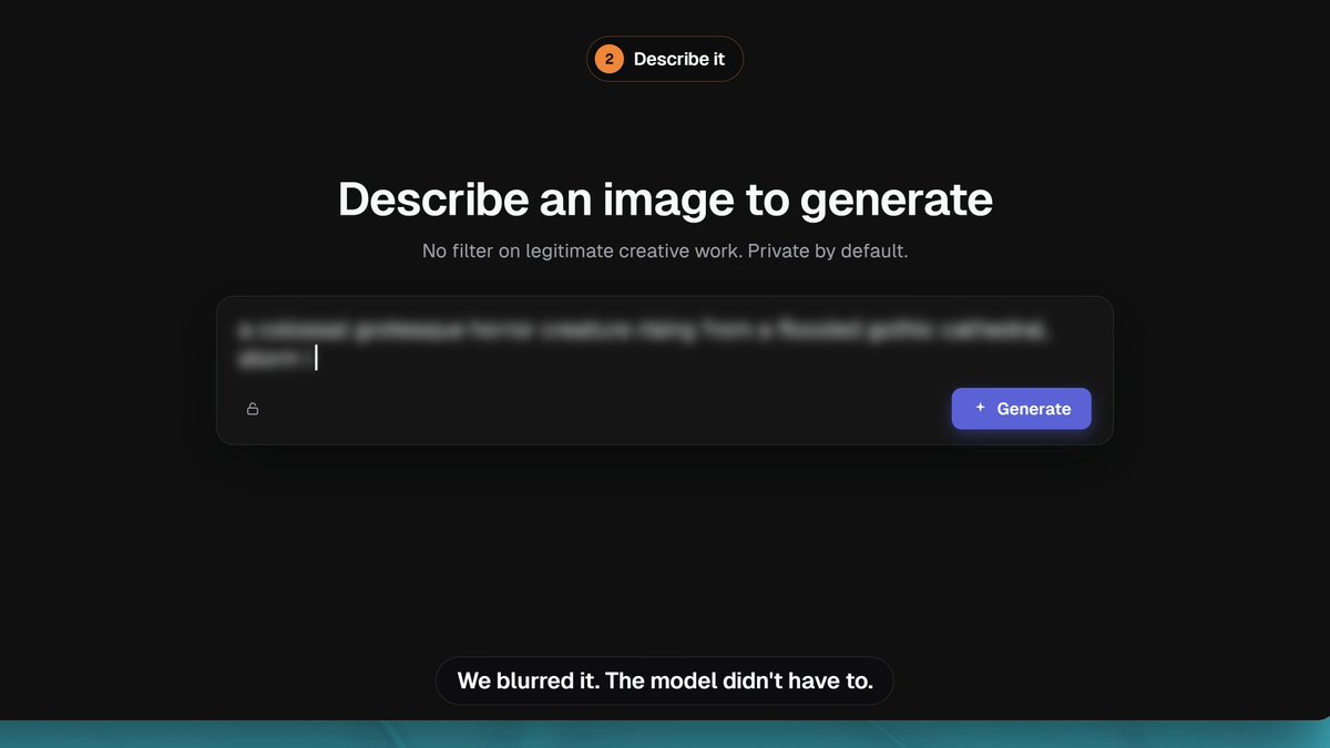 Uncensored image generation is live in OpenGradient. (∇, ∇) Two new Seedream models, 5.0 Lite and 4.5, with no filter on legitimate creative work. We blurred the demo. The model didn't have to. And like everything here, it stays private. Your prompts and images are private.