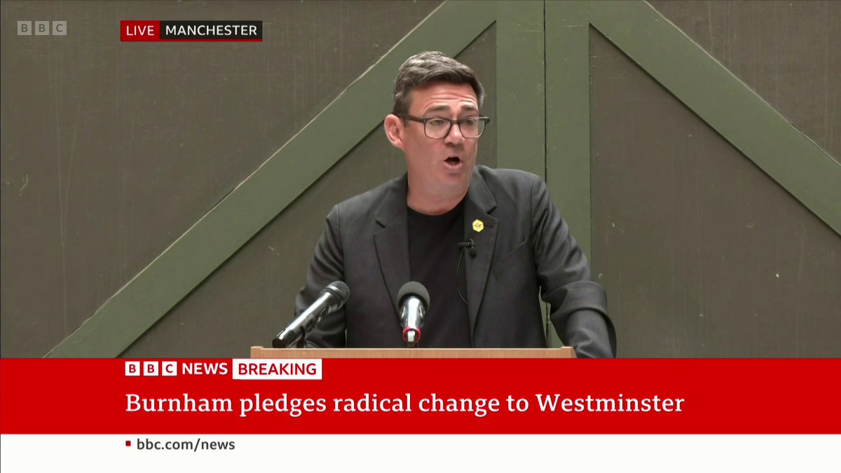 "The whole country suffers when the regions and nations are not meeting their potential," Andy Burnham says "We will bring about the biggest rebalancing of power our country has seen," he adds Follow live: